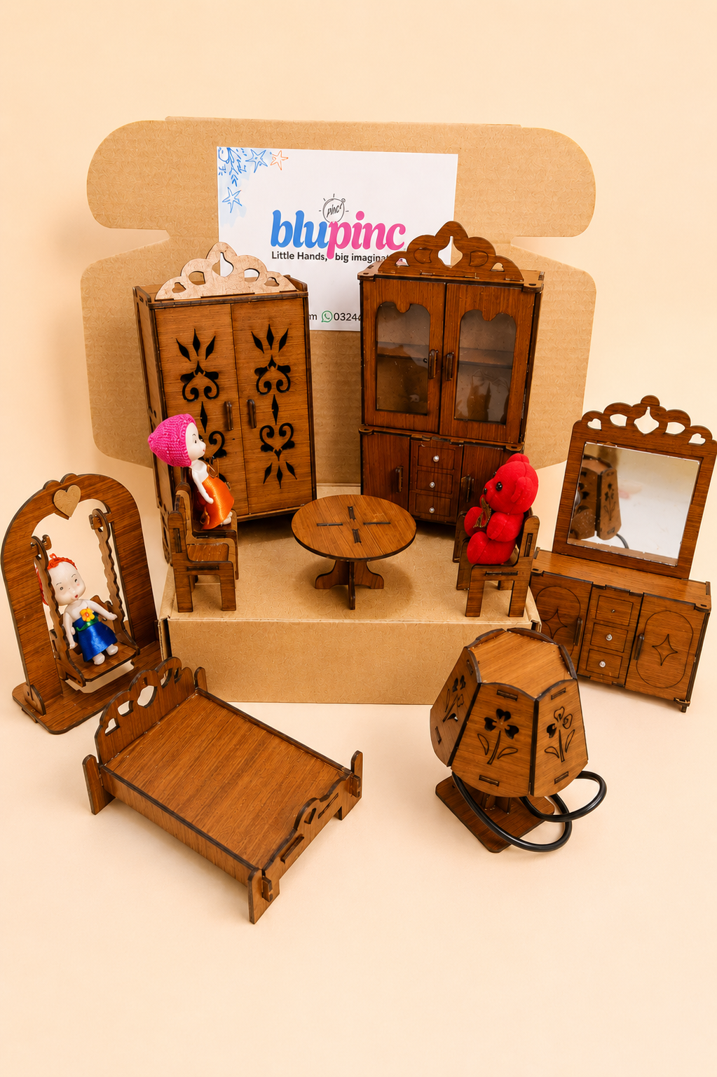 Wooden Dollhouse Furniture Set ✨