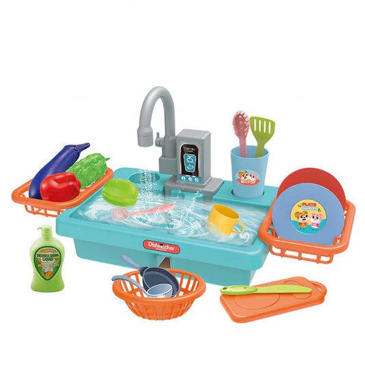 Electric Kitchen Dishwasher Sink Playset For Kids