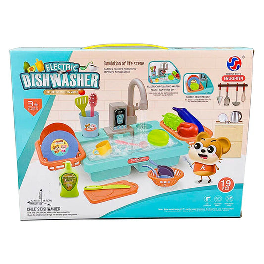 Electric Kitchen Dishwasher Sink Playset For Kids